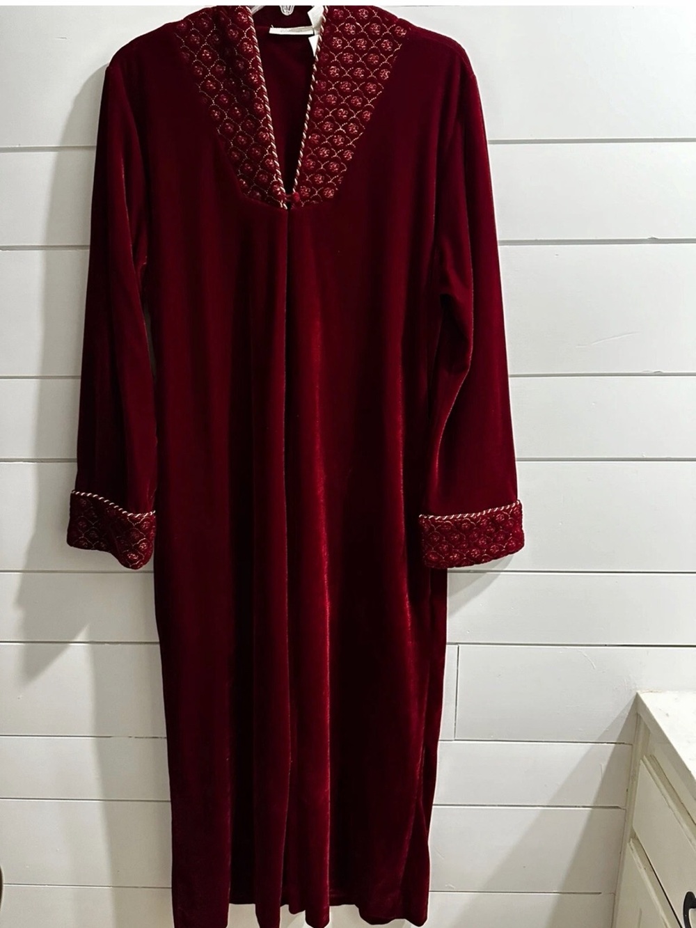 Vintage Adonna Burgundy Velvet Velour Maxi Robe Hostess Gown Hollywood Glam Lux